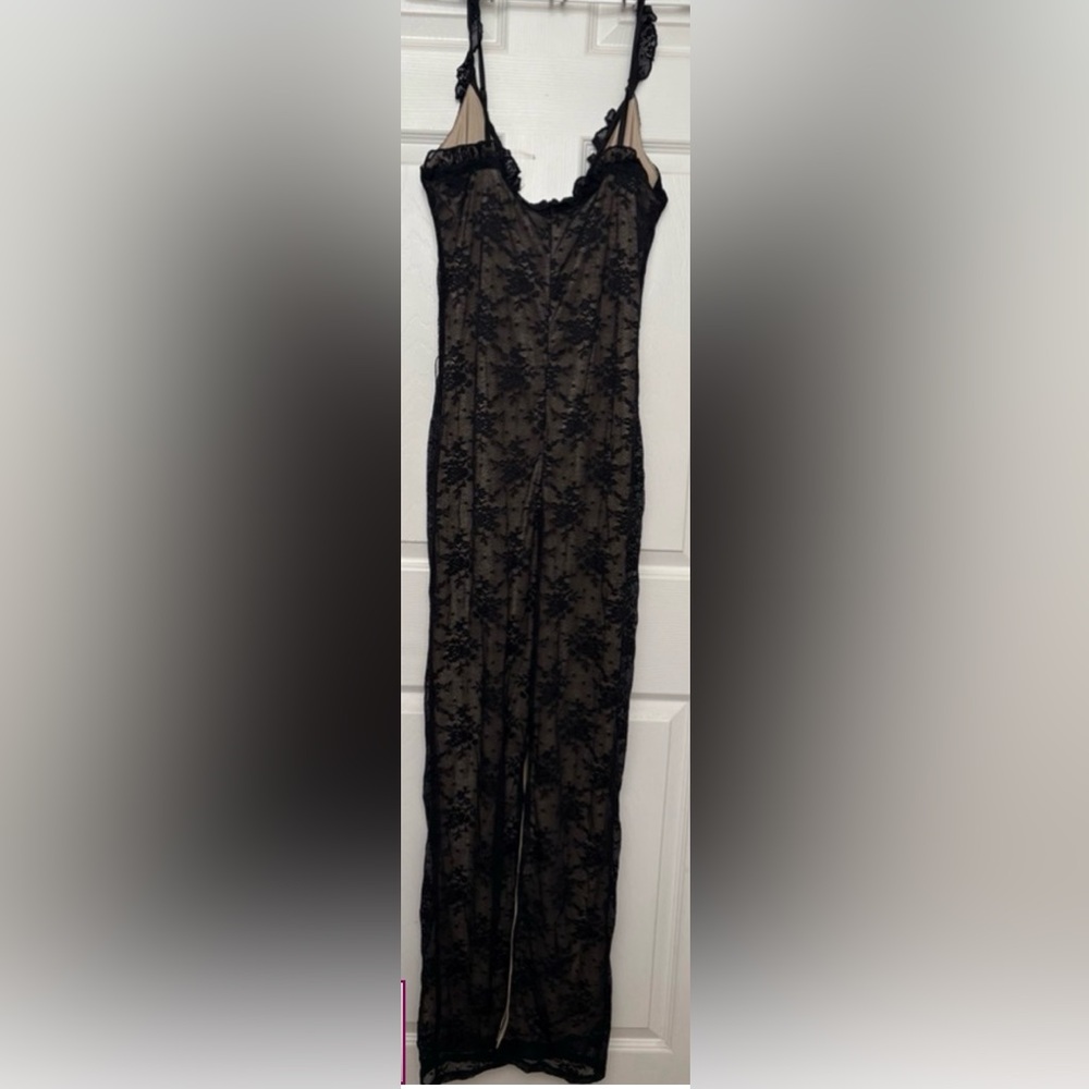 Fashion Nova Black Lace Asymmetrical Dress